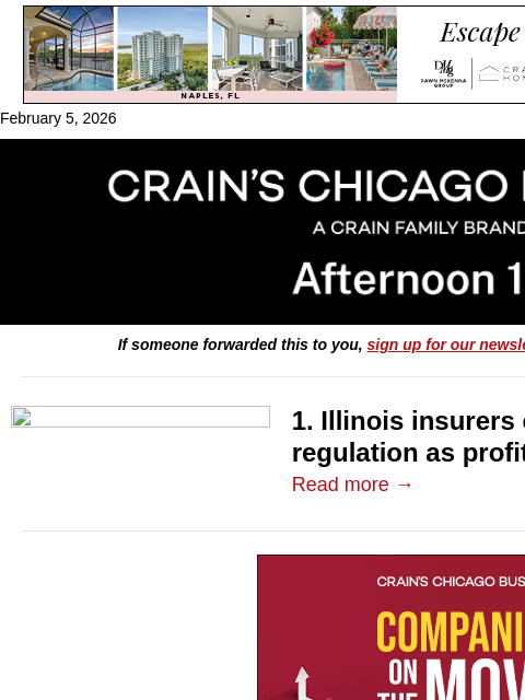 crainalerts newsletter: Allstate and State Farm split on regulations