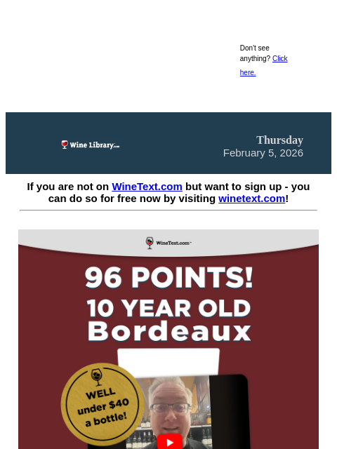 winelibrary newsletter: Mark your calendars now! A 10 Year old, 96 Point B...
