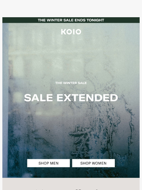 koio newsletter: Winter Sale Extended