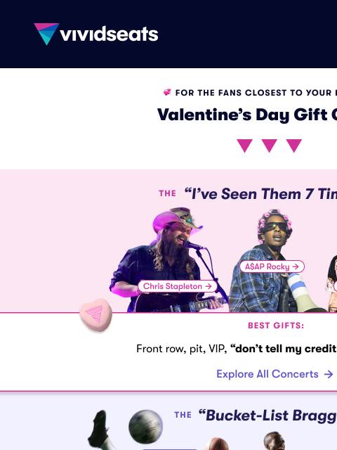 vividseats newsletter: The Ultimate Valentine’s Day Gift Guide 💖