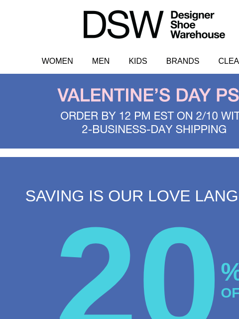 dsw newsletter: Love shoes? Here’s 20% OFF