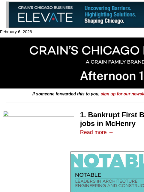 crainalerts newsletter: Bankrupt firm cuts nearly 400 jobs