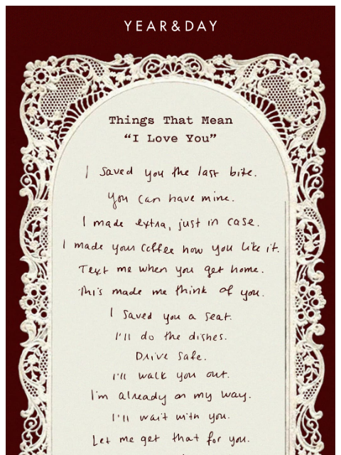 yearandday newsletter: 15 ways to say ‘I love you’