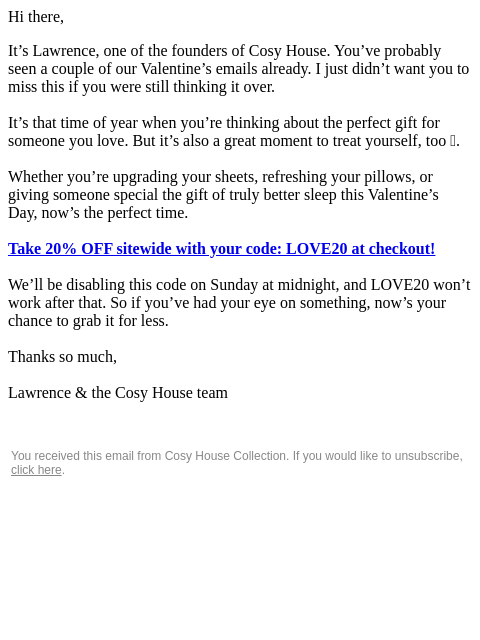 cosyhousecollection newsletter: Re: A quick reminder