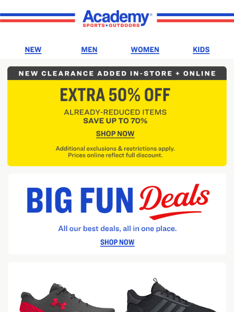 academy newsletter: Lace Up for Less: Athletic Shoes from $49.99