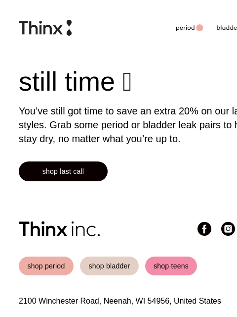 shethinx newsletter: 🏃‍♀️ Last call sale ends soon
