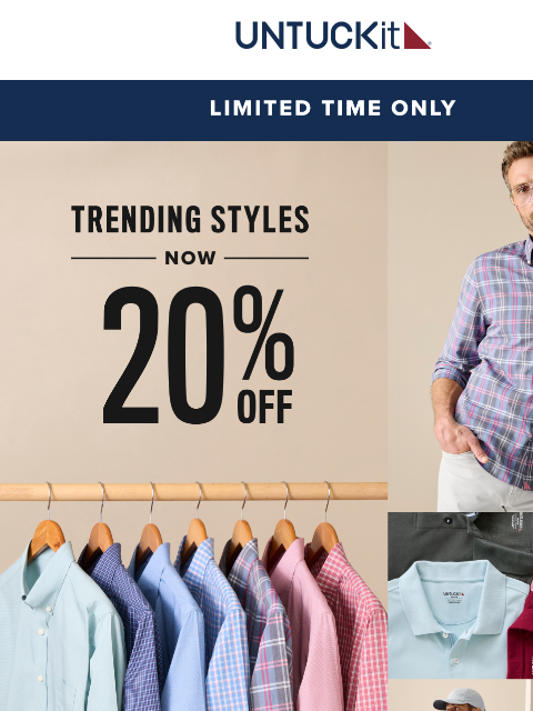 untuckit newsletter: 🚨 This Weekend Only! 20% Off New Arrivals