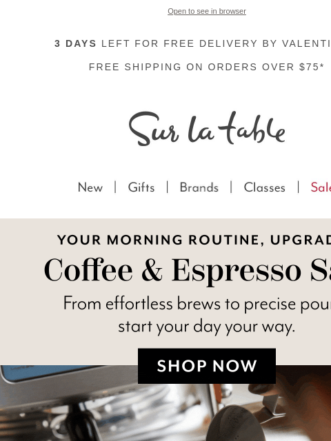 surlatable newsletter: Better coffees (and mornings) start here.