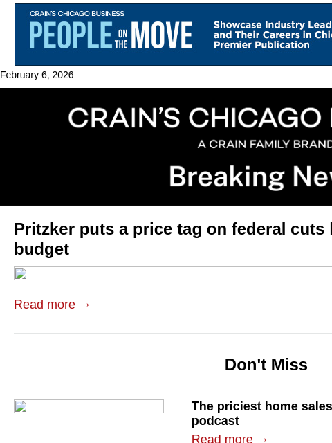 crainalerts newsletter: Pritzker tallies cost of Trump tax tweaks and aid ...