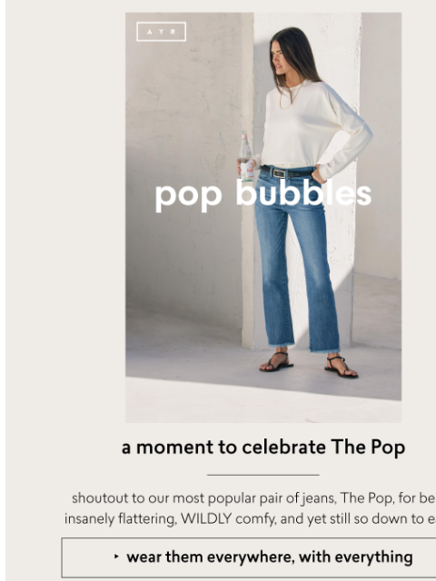 the pop in bomba, baby | AYR | Customer Service | ayrheads@ayr.com No longer want to receive these emails? Manage Preferences |Unsubscribe instagram facebook