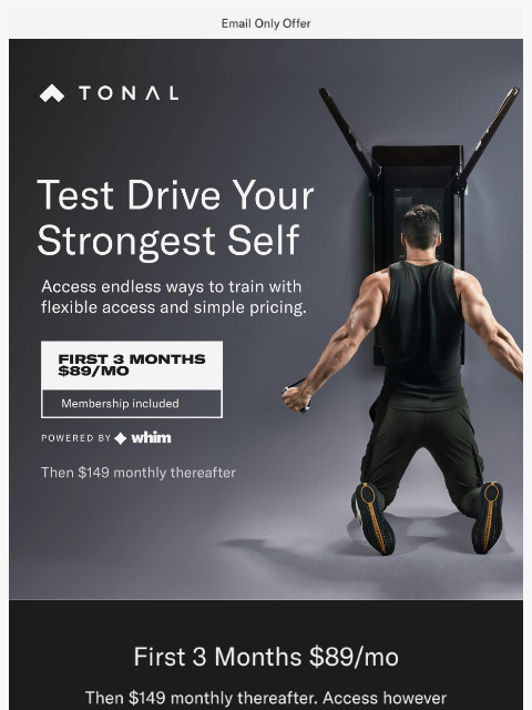 tonal newsletter: Invite Only: Rent a Tonal for $89/month