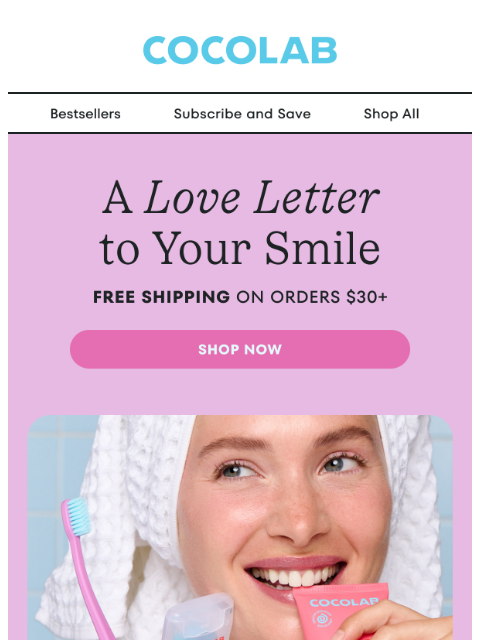 cocolab newsletter: Free shipping for $30+ 💌