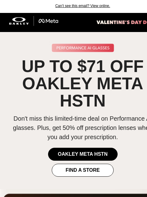 oakley newsletter: Up to $71 off Oakley Meta HSTN