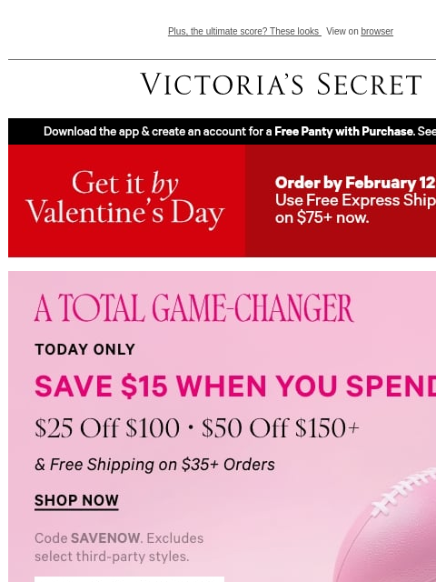 victoriassecret newsletter: Final Hours: $15 Off—Don't Miss Out