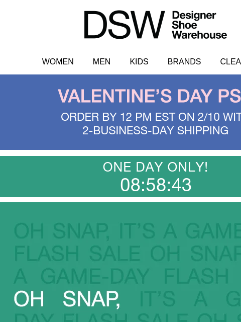dsw newsletter: Pregame with a FLASH SALE 💥
