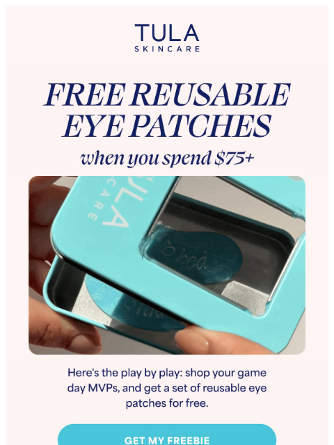 tula newsletter: Score big: FREE reusable eye patches 🏈
