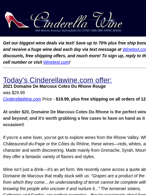 winelibrary newsletter: 2021 Domaine De Marcoux Cotes Du Rhone Rouge. Free...