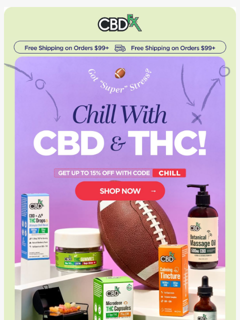 cbdfx newsletter: Tackle Big Game stress with CBD & THC 🏈
