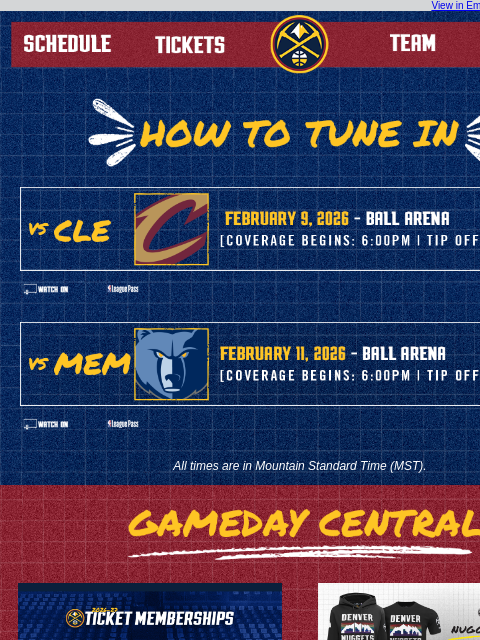 thedenvernuggets newsletter: Tune In as the Nuggets Take On the Cavaliers and G...