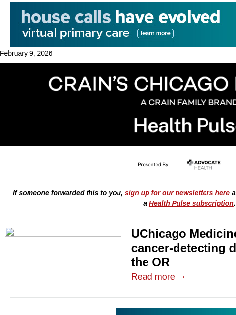 crainalerts newsletter: New surgery tools at UChicago Medicine