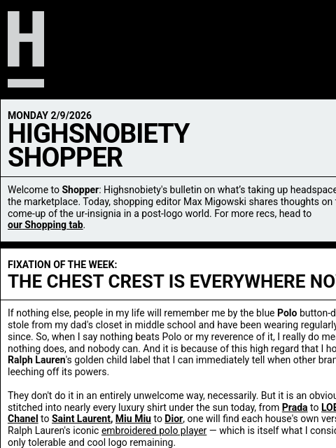 highsnobiety newsletter: Logos are back, but not in the way you think