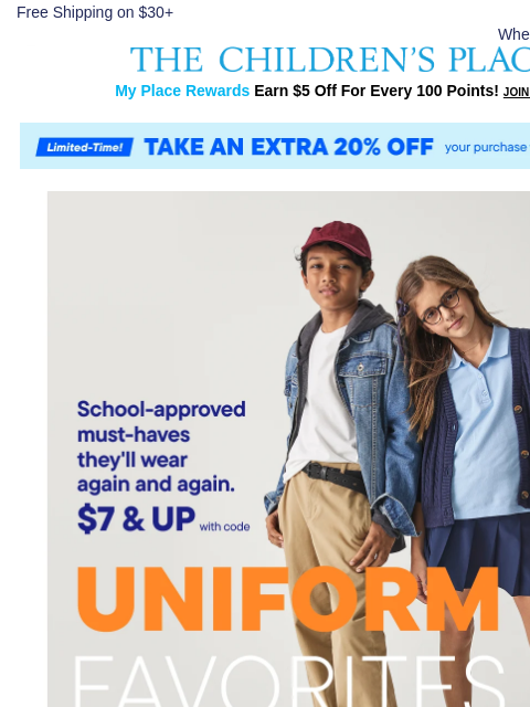 childrensplace newsletter: 2 Uniform Must-Haves Kids *Need* 👕