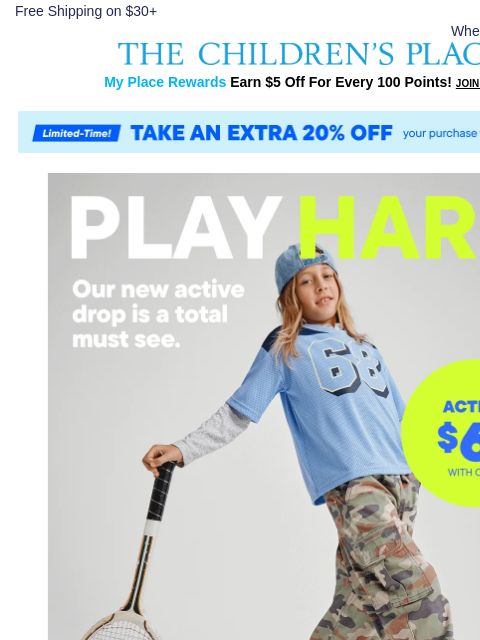 childrensplace newsletter: The NEW Active Drop is Here: $6 & up 🙌