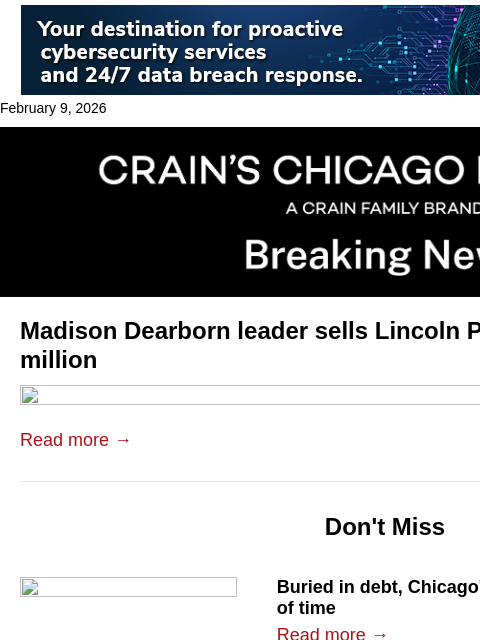 crainalerts newsletter: Madison Dearborn exec sells $6.5M Lincoln Park hom...