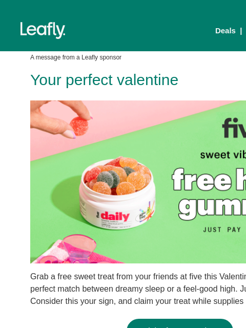 leafly newsletter: Free hemp gummies 💘