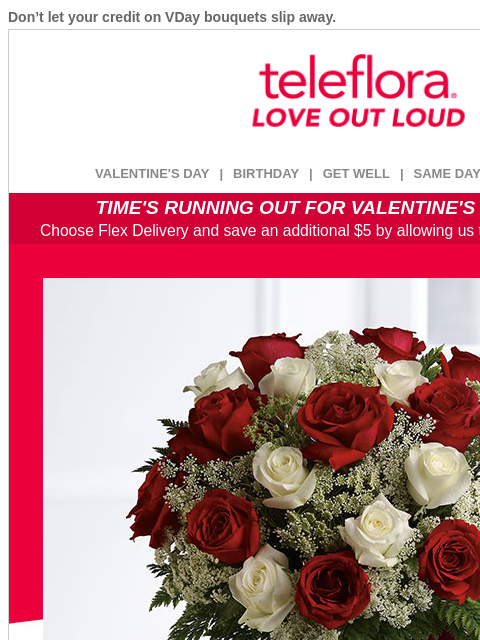 teleflora newsletter: FINAL HOURS ⌛ Use Your [$15.19] Credit Now