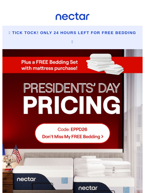 nectarsleep newsletter: ❌ After tomorrow, code EPPD26 is invalid