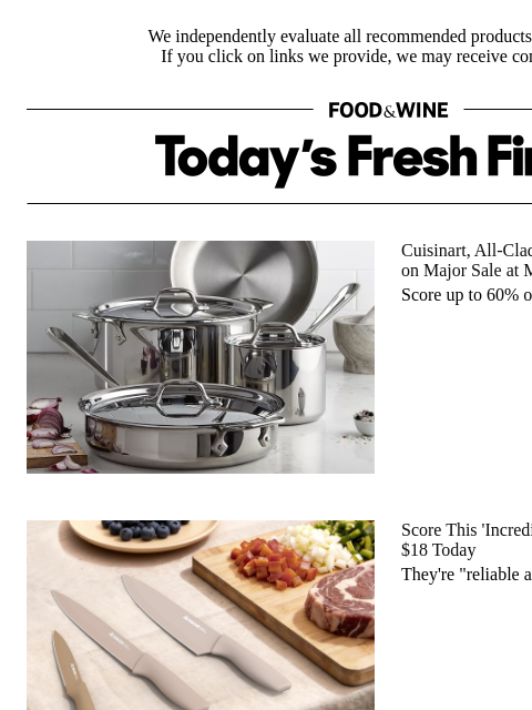 foodandwine newsletter: Psst! This 'Reliable and High Quality' Knife Set I...