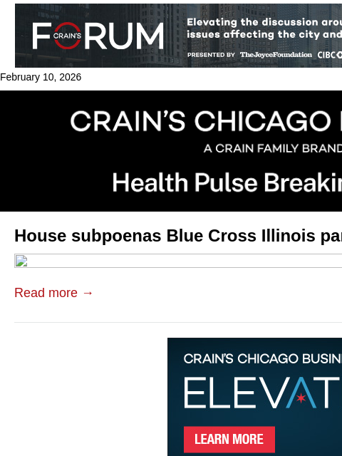 crainalerts newsletter: HCSC subpoenaed in ACA fraud probe
