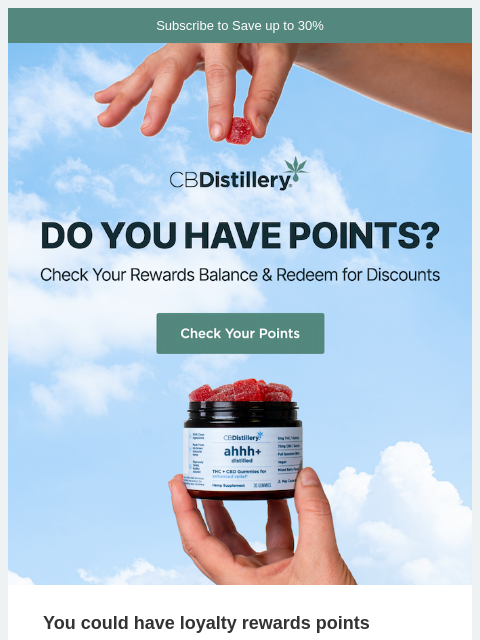 thecbdistillery newsletter: You Have Points!