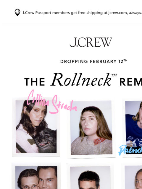 jcrew newsletter: Dropping 2/12: the Rollneck Remix