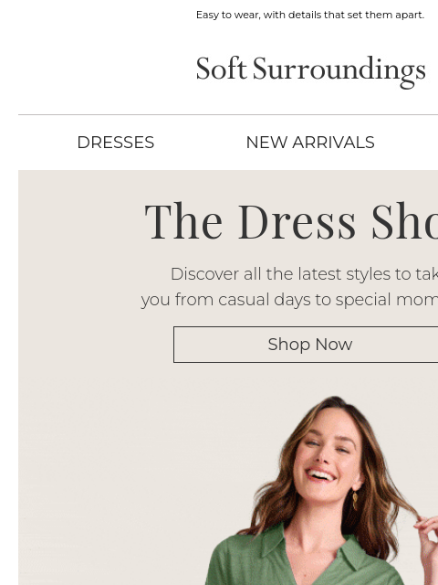 softsurroundings newsletter: Dresses with Distinction