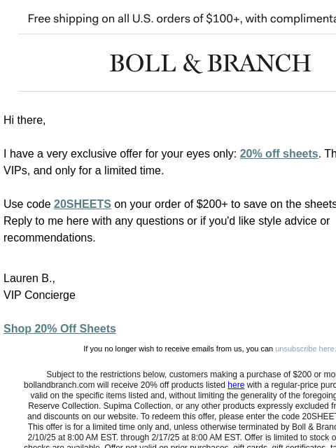 bollandbranch newsletter: Your exclusive offer is inside