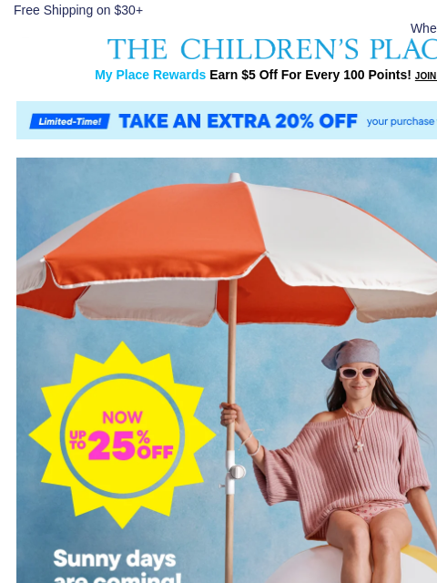 childrensplace newsletter: Pack on the Color for SPRING BREAK! 🌊🌴💕