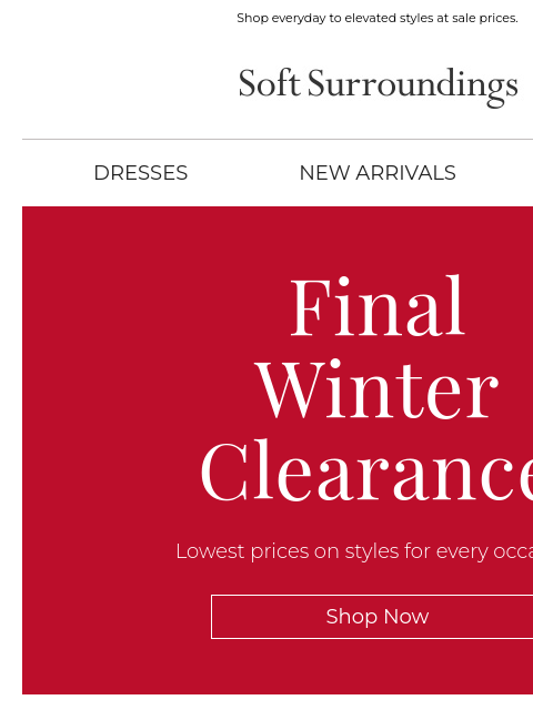 softsurroundings newsletter: Just Announced: Final Winter Clearance