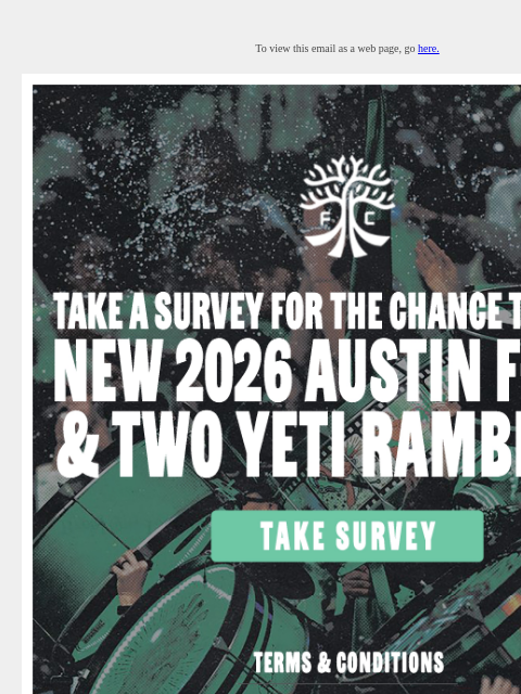 austinfc newsletter: Win a 2026 Austin FC Kit and Two YETI Ramblers