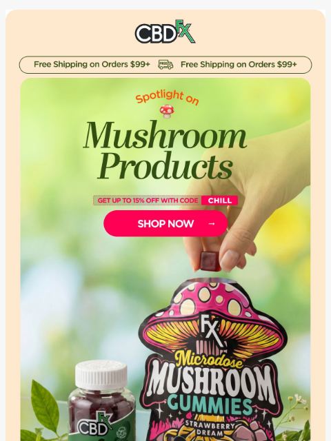 cbdfx newsletter: Dig into wellness with Mushroom Gummies & Oils! 🍄