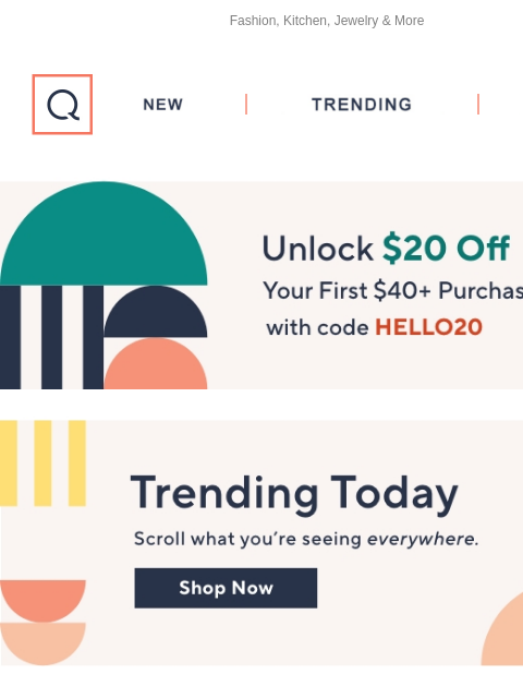 Fashion, Kitchen, Jewelry & More QVC New TRENDING DEALS Unlock $20 off Your First Purchase Deals Fashion 360 entertaining essentials nfl shop Jewelry Sale LOGO Life by Lori Goldstein French Terry