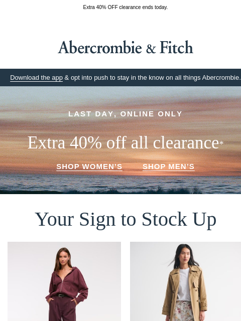 abercrombie newsletter: Almost forgot to remind you →