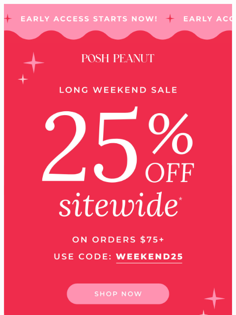 poshpeanut newsletter: 🥳 EARLY ACCESS: Long Weekend Sale