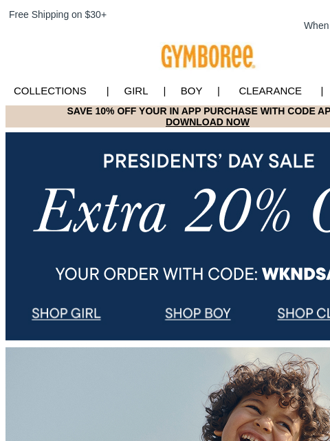 gymboree newsletter: Happening Now‼️EXTRA 20% Off Your Order
