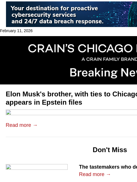 crainalerts newsletter: Kimbal Musk in Epstein files
