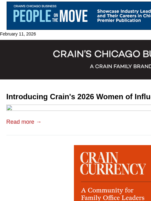 crainalerts newsletter: Introducing the 2026 Women of Influence