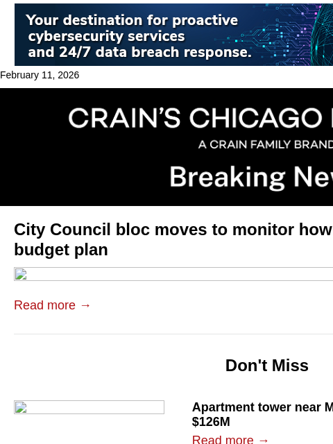 crainalerts newsletter: Council budget bloc keeps focus on Johnson