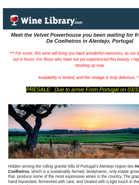 winelibrary newsletter: Portugal’s Powerhouse Red That Drinks Like Napa