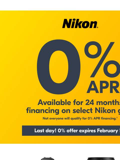 nikon newsletter: 0% APR offer ends today!